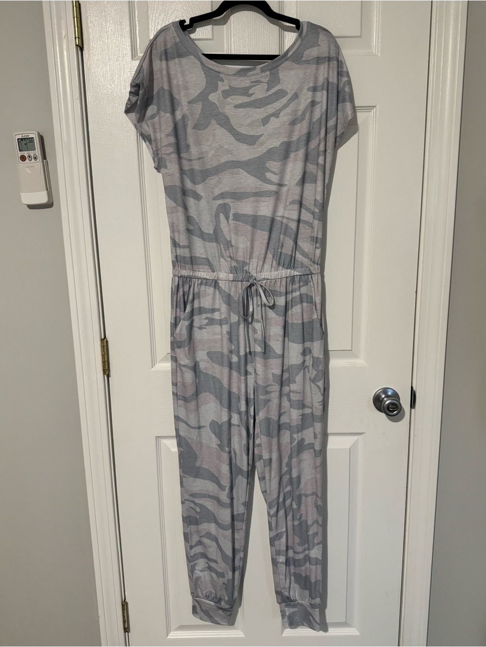 Grey Camo Short-Sleeve Jumpsuit